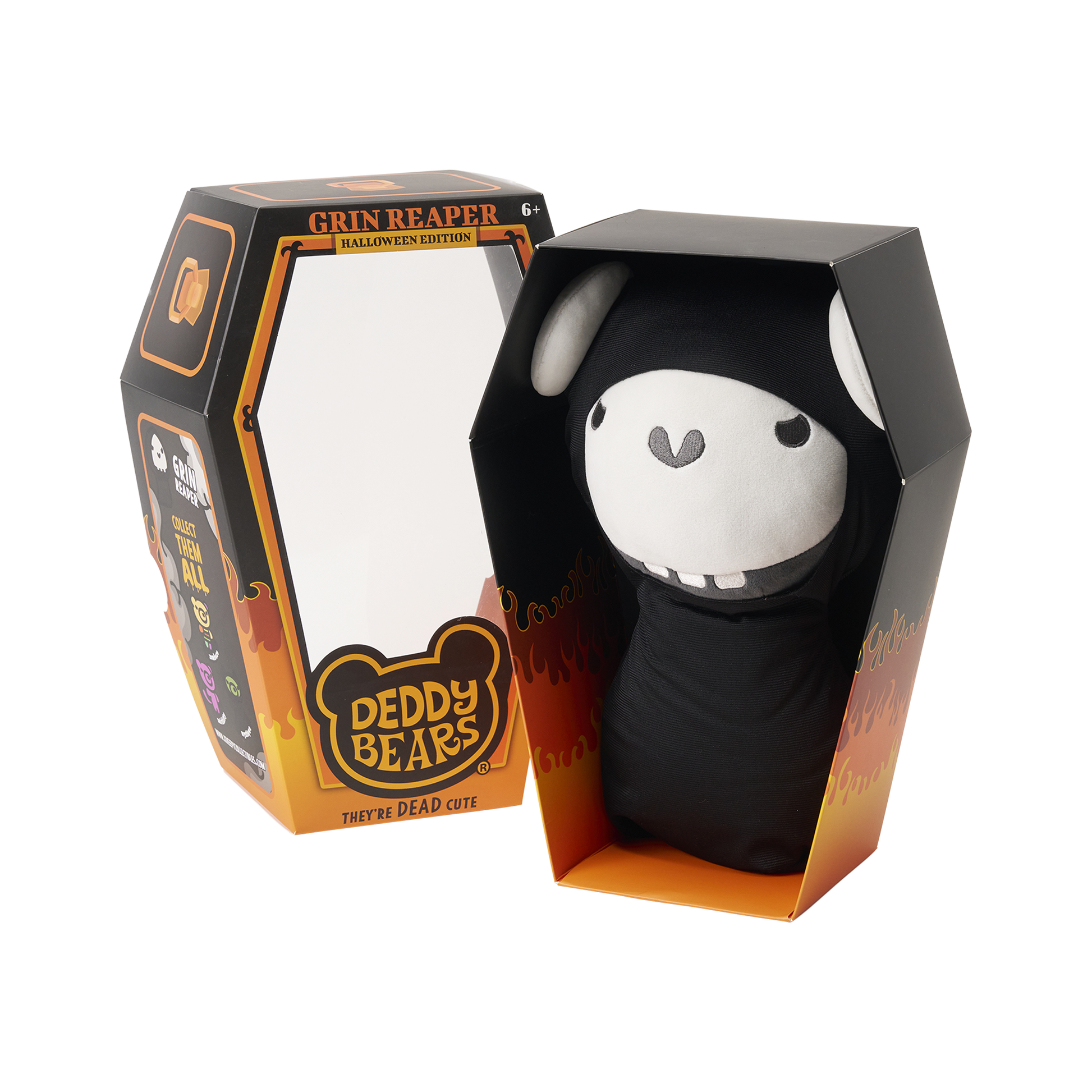 Grin Reaper – Large Halloween Plush in Display Coffin | Deddy Bears Deddy Bears