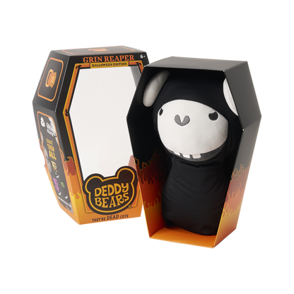 Grin Reaper – Large Halloween Plush in Display Coffin | Deddy Bears Deddy Bears